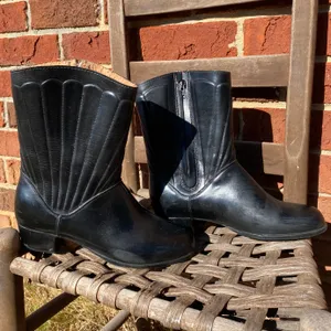 Vintage 70s Sears Waterproof Seashell Winter Boots Black Size 8 thumbnail 3