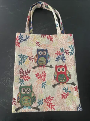 Owl Tapestry Tote Bag Book Bag thumbnail 1