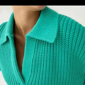J. Crew ribbed cotton Johnny collar‎ sweater polo emerald forest size xs thumbnail 3