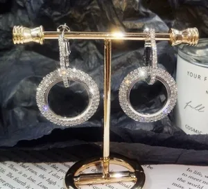 Women's AAA CZ Diamond Double Circles Silver Hoop Earrings thumbnail 3