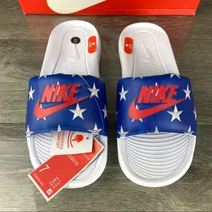 Red White Blue Patriotic USA Nike Star Print Slides,Mens 7, Womens 8.5 thumbnail 2