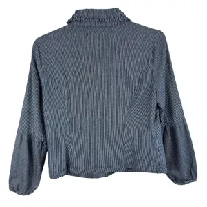 Live A Little Blue White Pinstriped Full Zip‎ Collared Jacket Pockets Size S thumbnail 2