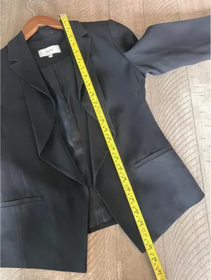 REISS Black Sienna Draped Waterfall Open Front Blazer Jacket Women’s size 2 XS thumbnail 11