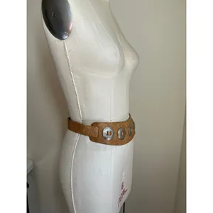 Vintage Embossed Faux Leather Wide Concho Belt Western Boho 28–32 Cowgirl Edgy thumbnail 10