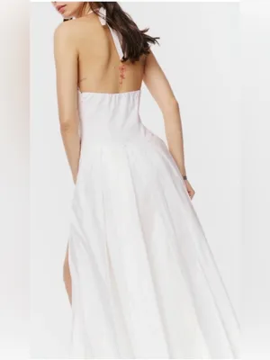 NEW Reformation White Halter Beaux Midi cotton Dress sz 8 thumbnail 5
