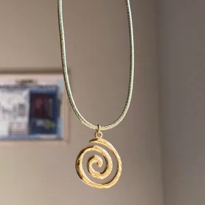 Handmade gold tone stainless steel spiral swirl uzumaki funky boho grunge style necklace🌀 thumbnail 2