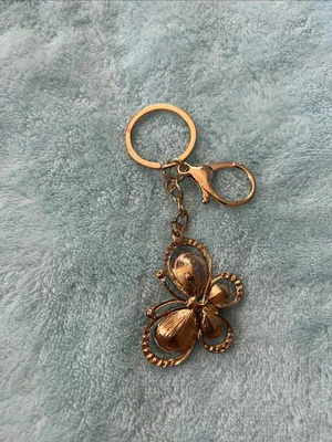 Gold-Tone Pink Crystal Butterfly Keychain thumbnail 2