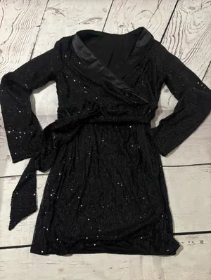 Black Sequin Wrap Dress - Elegant Women's Evening Dress small thumbnail 2