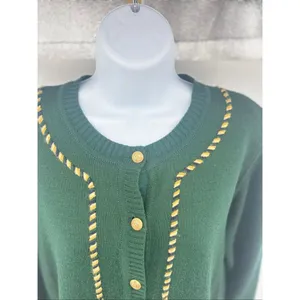 Pendleton Vintage Cardigan Sweater Green Gold Whipstitch Crest Buttons Size S thumbnail 5