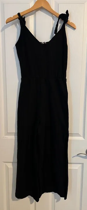 ASOS Black Midi jumpsuit with Knot Shoulder Straps thumbnail 1