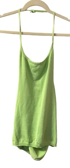 Boston Proper Green Silk Sweater Halter Top thumbnail 1