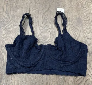 Aerie navy blue floral lace bralette thumbnail 1