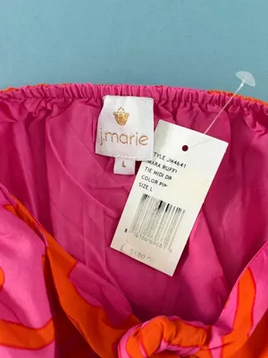 NWT J.Marie Mara Ruffle Sleeve Sunshine‎ Print Pink Boho Tie Back Midi Dress thumbnail 7