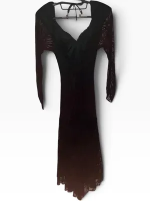 Vintage 80s Climax Lace Overlay long sleeve whimsigoth witchy dark romance Dress thumbnail 9