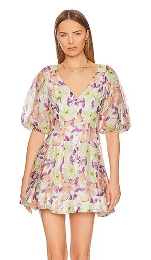 NWOT Bardot “Fleur Puff Sleeve Minidress in Bold floral” thumbnail 1