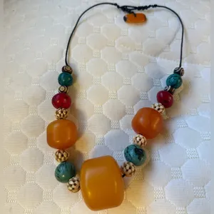 Colorful Beaded Necklace Orange thumbnail 2