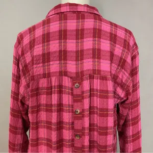 Anthropologie Isadora Button-Back Tunic Posy Pink Shirt‎ Blouse Top Plaid Medium thumbnail 7