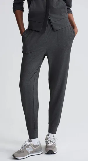 Varley Brushed Rib Slim Cuff Pant 27.5" in Black Marl thumbnail 1