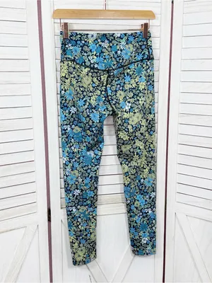 Free People Movement Lose Control Floral‎ Wrap Waist Leggings Blue Small Boho thumbnail 3