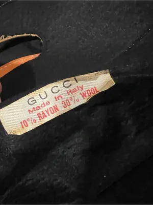 Vintage Gucci 1970s Black Felt Camel Leather Tote Made in Italy thumbnail 2