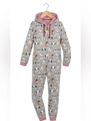 Disney Mickey Mouse Friends Holiday treats One-Piece Pajama hood ears adult XXL thumbnail 2
