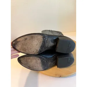 Vintage Dan Post Classic Black Genuine Leather Western Boots Size 9 Women's thumbnail 5