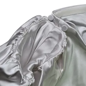 Abercrombie & Fitch Silver Satin Off the‎ Shoulder Puff Sleeve Mini Dress Large thumbnail 4