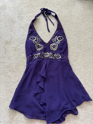 Marineblu Deep Purple Beaded Halter Tank thumbnail 1