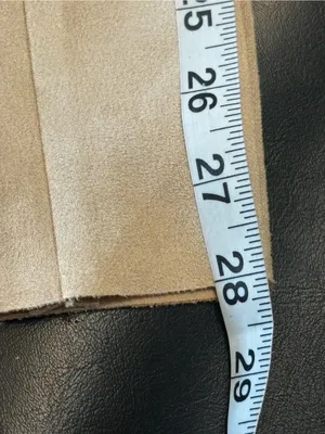 Zara Faux Suede High-Waist Leggings in Light Beige with Zip bottoms size Medium thumbnail 14