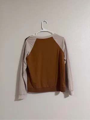 bohme Brown and Cream Long Sleeve Raglan Tee with Dark Brown Stripe thumbnail 3