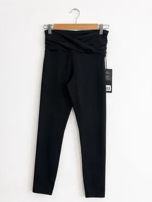 Zobha Avery Leggings Women’s Size M Black Crossover Ruched Waist Ankle NWT thumbnail 2