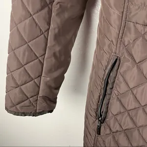 GALLERY Brown Quilted Puffer Faux Fur Zip Hoodie Zipper Lined Coat, Size. Medium thumbnail 9
