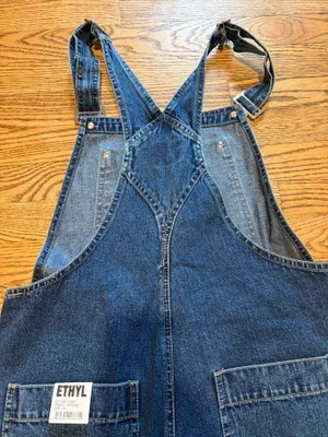 Ethyl Denim Overalls Bibs Cropped Vintage Blue thumbnail 8