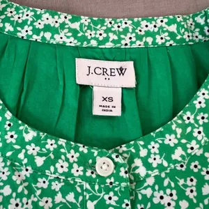 J crew long sleeve tie waist green floral cotton shirtdress size XS thumbnail 9