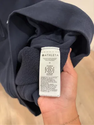 Athleta Forever Fleece 1/4 Zip in Navy With Logo thumbnail 5