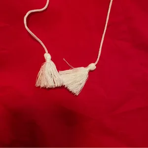 J. Crew Red Peasant Blouse with White Tassel Ties thumbnail 6