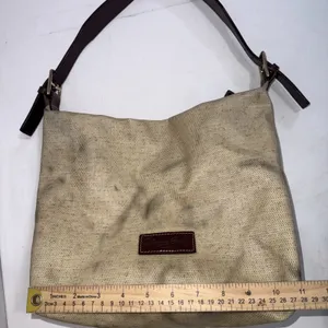 Dooney & Bourke Leather Handle Hobo‎ Canvas Faux Basket Weave Bucket Tote Bag thumbnail 7