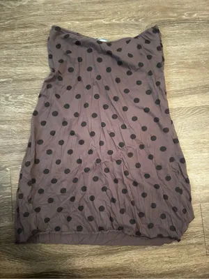 Vintage Girl Women's Strapless Polka Dot Tie Front Tank Top Brown/Black L thumbnail 5