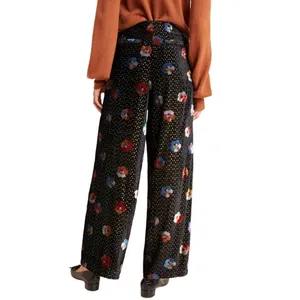 Anthropologie Eva Franco pasquette velvet floral wide leg pants 0 thumbnail 6