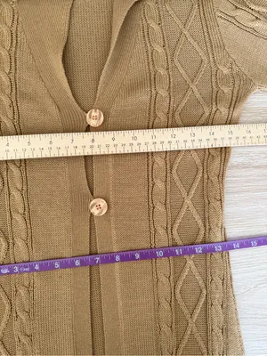 Wet Seal Small Cable Knit Long Open Cardigan Tan Camel Wool 60s 70s Penny‎ Lane thumbnail 5