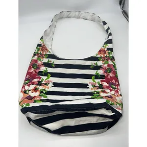 Floral and Striped Cabo Hobo Bag Purse Boho Peace Festival Hippie Artsy Vacation thumbnail 5