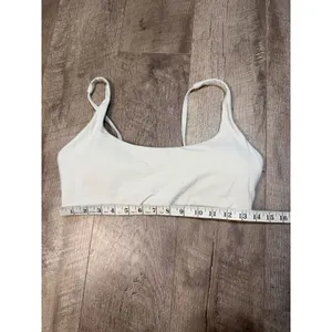 Crz Yoga Women Cream White Athletic Sports Bra Scoop Neck Workout Top thumbnail 2