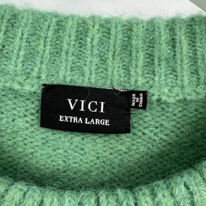 Vici Siarah Green Cable Knit Sweater Women's XL Crew Neck Ribbed Cozy Oversized‎ thumbnail 9