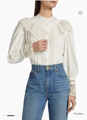 Ulla Johnson White Eyelet Lace Blouse sz 0 thumbnail 1