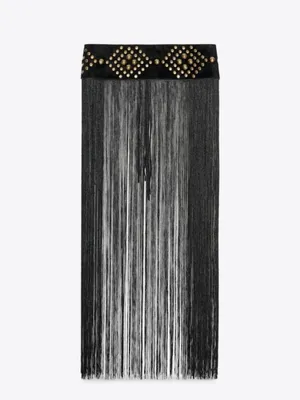Zara Limited Edition Studded Tassel Sash Belt Black Gold Size US 30 New thumbnail 5