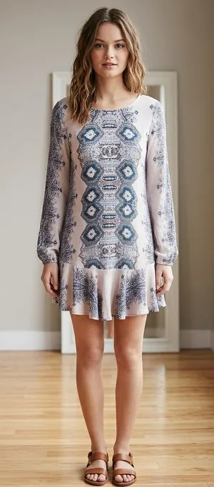Free People Smooth Talker Paisley Boho Cottagecore Open Back tunic dress XS thumbnail 1