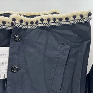 Zara Basic Pom Pom Trim Jacket XS Navy Cotton Boho Embroidered NWT thumbnail 3