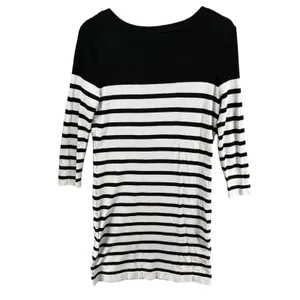 Renee C Sequin Sweater Dress Womens M‎ White Black Stripe Silver Party Holiday thumbnail 4