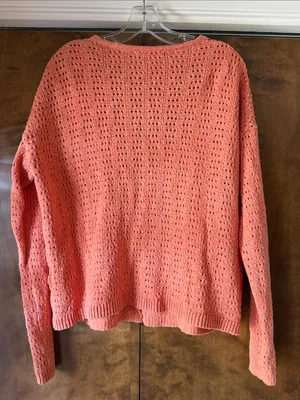 Madewell Women's Orange Open-Stitch Cardigan Sweater Loose Fit. Size M thumbnail 6