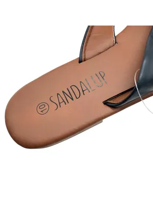 SandalUp Womens Sandals Faux Leather Thong Slides Flip Flops Black Size 10 thumbnail 5